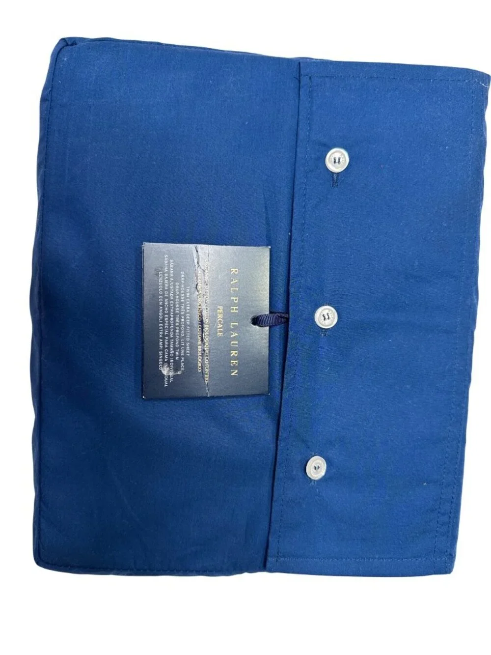 NWT Ralph Lauren Organic Cotton Percale Sheeting Harbor Blue Size Extra Twin